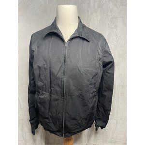 Guess Mens Full Zip Jacket Sz Large Black Zipper Pockets Lined Button Cuffs